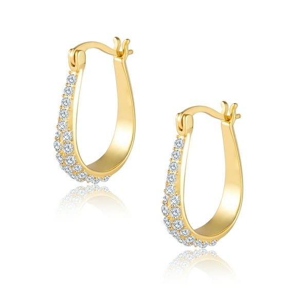 Alexcraft Gold Chunky Huggie Hoop Earring - 14K Gold/Silver Plated Cubic Zirconia Dainty Lightweight Hypoallergenic Hoop Earrings for Women Jewelry Gift