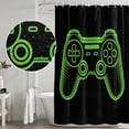 thumbnail image 5 of Green Game Controller Shower Curtain, Waterproof Shower Curtains for Bathroom, Modern Art Gaming Handheld Black Washable Fabric Bathtub Curtain Set Bath Decor with 12 Hooks Stall 36"x72", 5 of 8