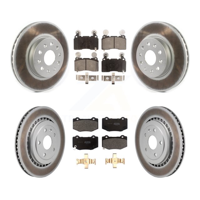 Transit Auto Front Rear Coated Disc Brake Rotors and Semi-Metallic Pads Kit for Car 2016 Chevrolet Camaro SS with 3.6L with Brembo Brakes KGF-102981