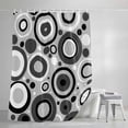 thumbnail image 4 of White Black Shower Curtain, 36" x 72", Abstract Grey Black White Circles Grey Texture Waterproof Bathroom Curtain Washable Shower Curtain Set with 12 Hooks, 4 of 8
