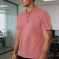 thumbnail image 5 of TKKCS Mens Horizontal Striped Polo Shirt- Breathable Classic Fit Casual Moisture Wicking Short Sleeve Collared Knit Golf Shirts Red Size 3XL, 5 of 7