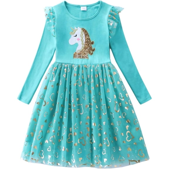 Toddler Girls Long Sleeve Autumn Spring Dress Casual Outfits Party Tutu Dress Gifts for 3-7 Years