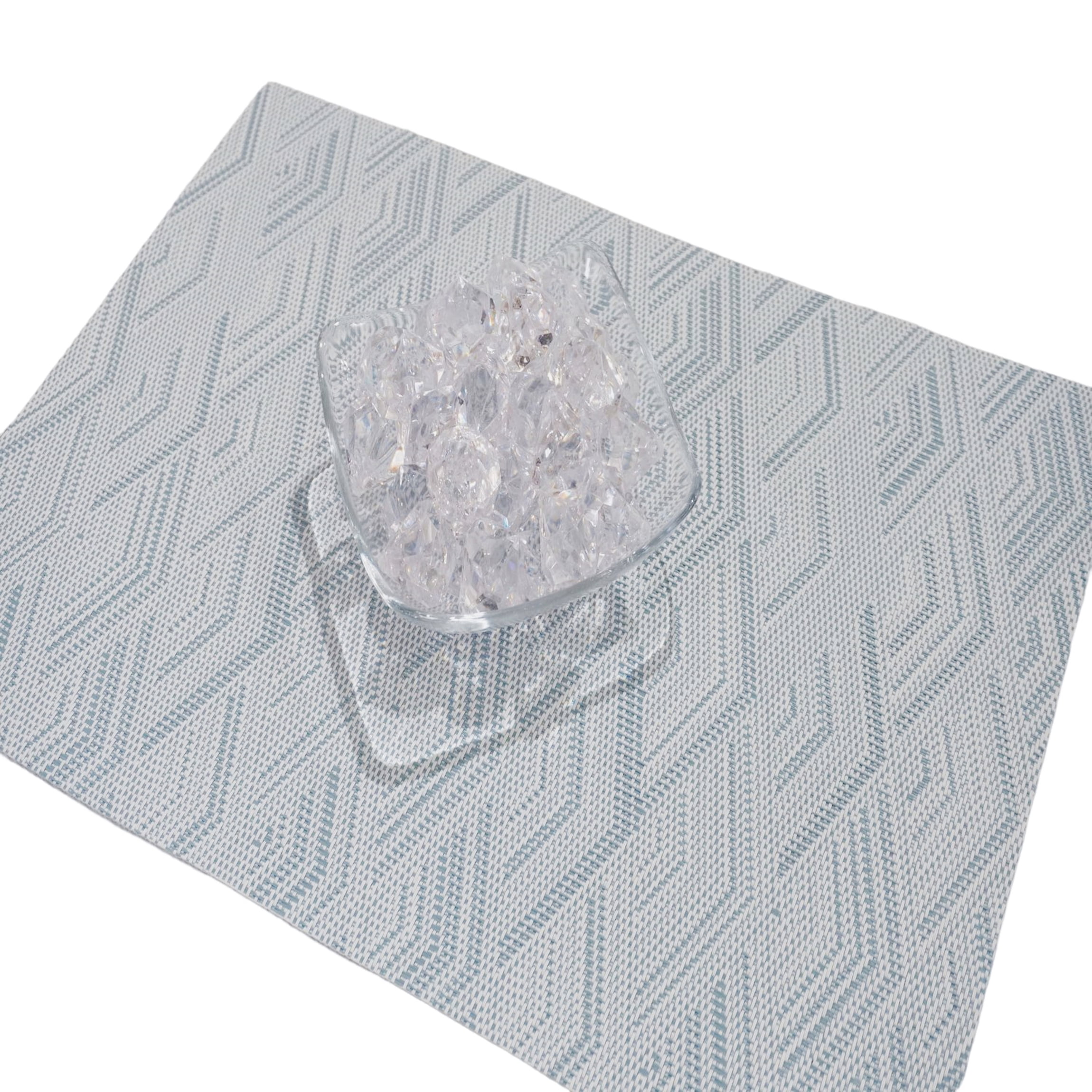 Diamond Woven Vinyl Placemats With Diamond Woven Design Reversible 13 x 19 Rectangular Placemat Set of 6 in Blue