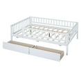 thumbnail image 2 of Bellemave Full Daybed with Storage and Fence, Wooden Full Size Platform Bed with Rails and 2 Drawers, Low Loft Bed Frame for Teens (White), 2 of 4