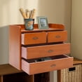 thumbnail image 3 of 13.4*7.09*11 Retro Brown Desktop Organizer with Drawers Office Organization and Storage Box, 3 of 19