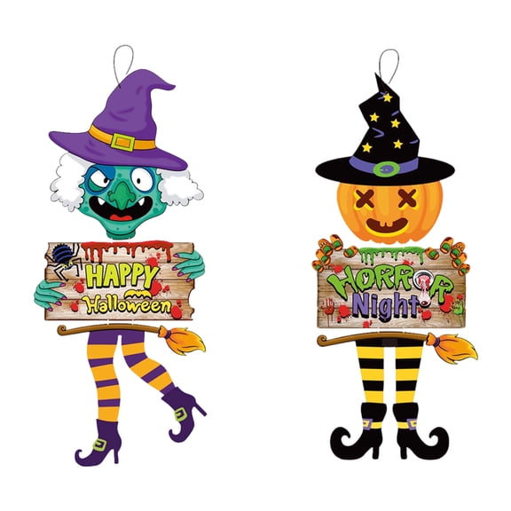 Title: Witch Halloween Decorations, Scary Outdoor Hanging Halloween Decorations for Front Door, Halloween Party Decor 2 Pack