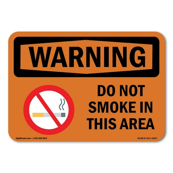 SignMission OS-WS-A-1824-L-12572 18 x 24 in. OSHA Warning Sign - Do Not Smoke in This Area
