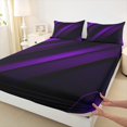 thumbnail image 3 of Feelyou Purple Abstract Ombre Full Size Sheets for Teen, Chic Geometry Stripes Bed Sheets, Square Rectangle Sheet Sets, Microfiber Bedroom Decor, 4pcs, 3 of 7