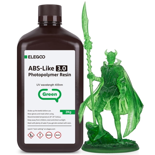 Impresora 3D de resina ELEGOO, mejorada, ABS Like 3.0, 2 kg, color verde transparente