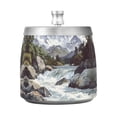 thumbnail image 7 of Yayeee Ashtray with Lid for Cigarette Smokeless Stainless Steel Home Ash Holder, River and Mountains, 7 of 7