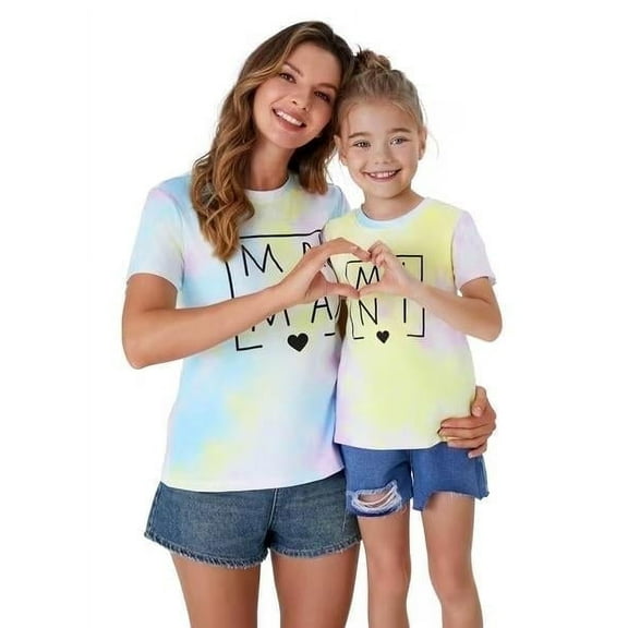 PatPat Graphic Tees for Girls Mommy and Me Matching Cotton Summer Tops T Shirts Outfit