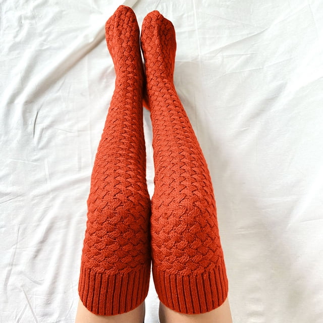 Bas Bas Coton Dames Haut Femmes Chaussettes Chaudes les Filles Chaudes Cuisse au-Dessus du Genou Longues Noël Chaussettes Tricotées Bas Bas de compression Rouge