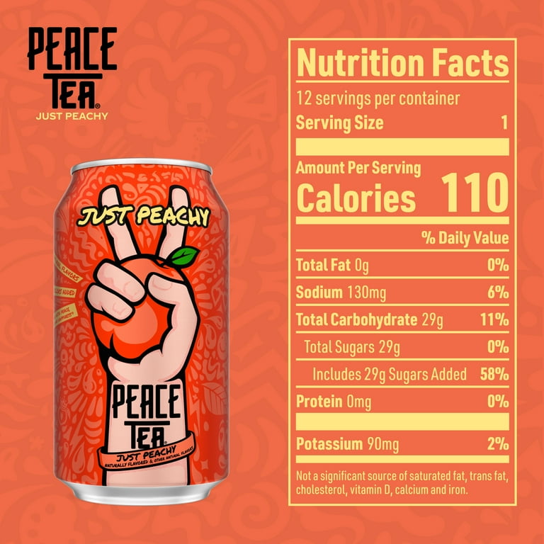 Peace Tea Just Peachy Canned Iced Tea, 12 fl oz, 12 Pack - Walmart.com