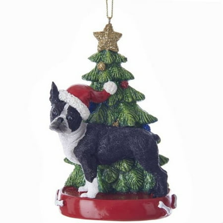 Boston Terrier Christmas - Boston Terrier With Christmas Tree Ornament