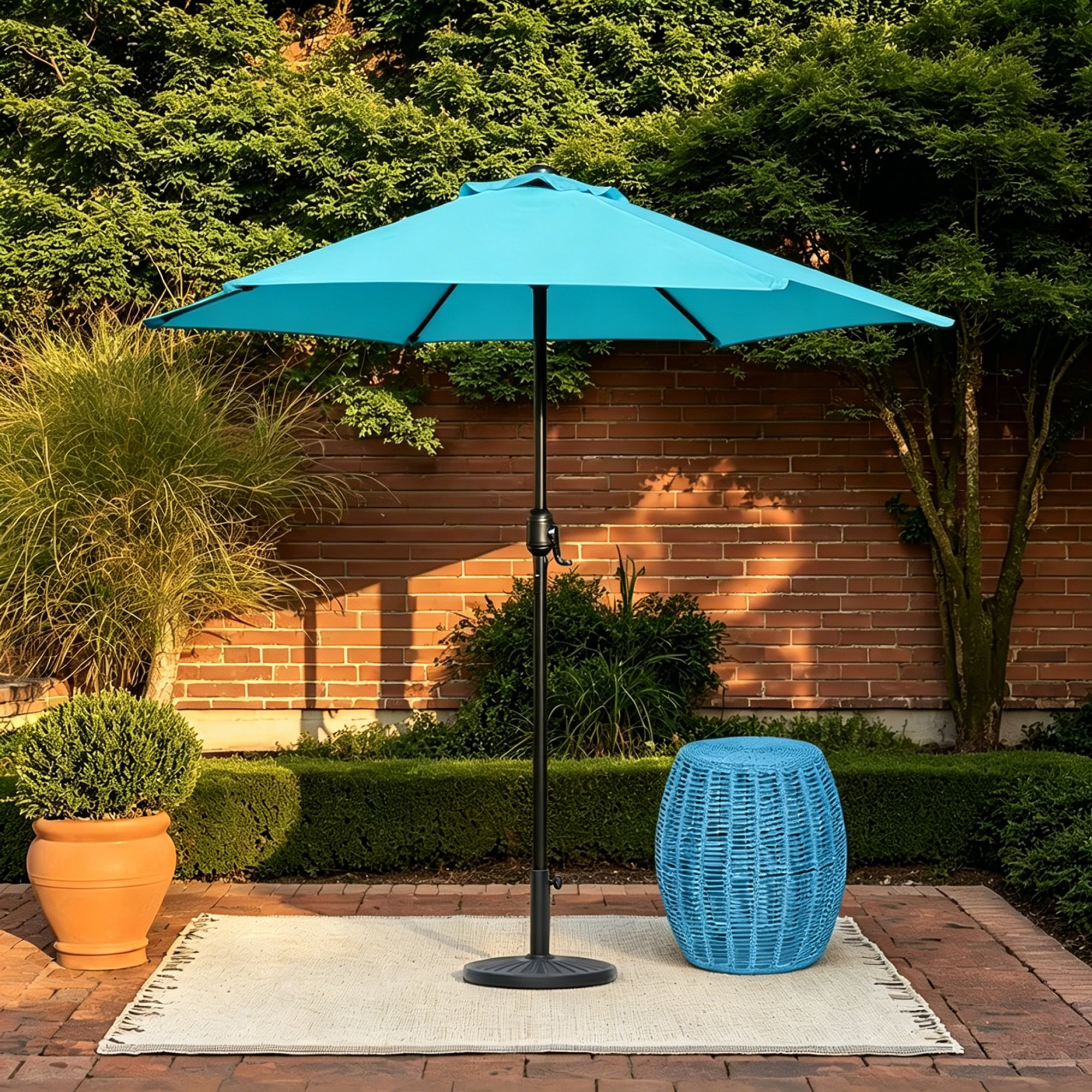 KOOL 7.5ft Market Patio Umbrella with Crank, Cyan photo 2