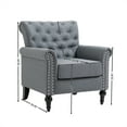 thumbnail image 7 of Upholstered Sofa Chair, Linen Living Room Chairs with Thick Seat Cushion and Button Tufted Back, Modern Accent Reading Chair Recliner Chair for Bedroom, Office, Gray, 7 of 7