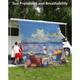 thumbnail image 3 of 4th of July RV Awning Sun Shade Screen 9'X7' Beach Lounge Chairs Mesh Sunscreen Patriotic American Flag Fireworks Awning Shade Screen with Zipper UV Blocker Completed Kits for RV Motorhome Camper, 3 of 7