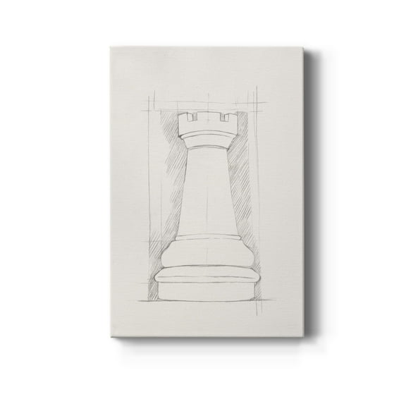 Chess Set Sketch IV Premium Gallery Wrapped Canvas - Ready to Hang