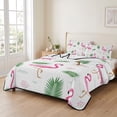 thumbnail image 2 of Twin XL Quilt Set 68''x98'', Pink Flamingos Lightweight Summer Bedspread Coverlet Set with 2 Pillow Shams, Summer Green Tropical Palm Leaves Breathable All Season Quilt Bedding for Dorm/Guest Room, 2 of 9
