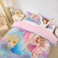 thumbnail image 3 of jejeloiu Multicolor Monogram T Twin Bedding For Girls,Rainbow Stars Kawaii Princess Duvet Cover Set,Pink Reversible,2pcs(No Comforter), 3 of 6