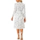 thumbnail image 3 of Vestido Floral de Manga Larga con Escote en V, Plisado y Fluido para Verano, Midi, Talla XS, Blanco, 3 of 6