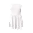 thumbnail image 4 of TOPUUTP Casual Dresses for Women Under $10 Off Shoulder Smocked Ruffle Spring Loose Mini Dress A Line Casual Cute Teen Strapless Beach Vacation Dresses White XL, 4 of 5