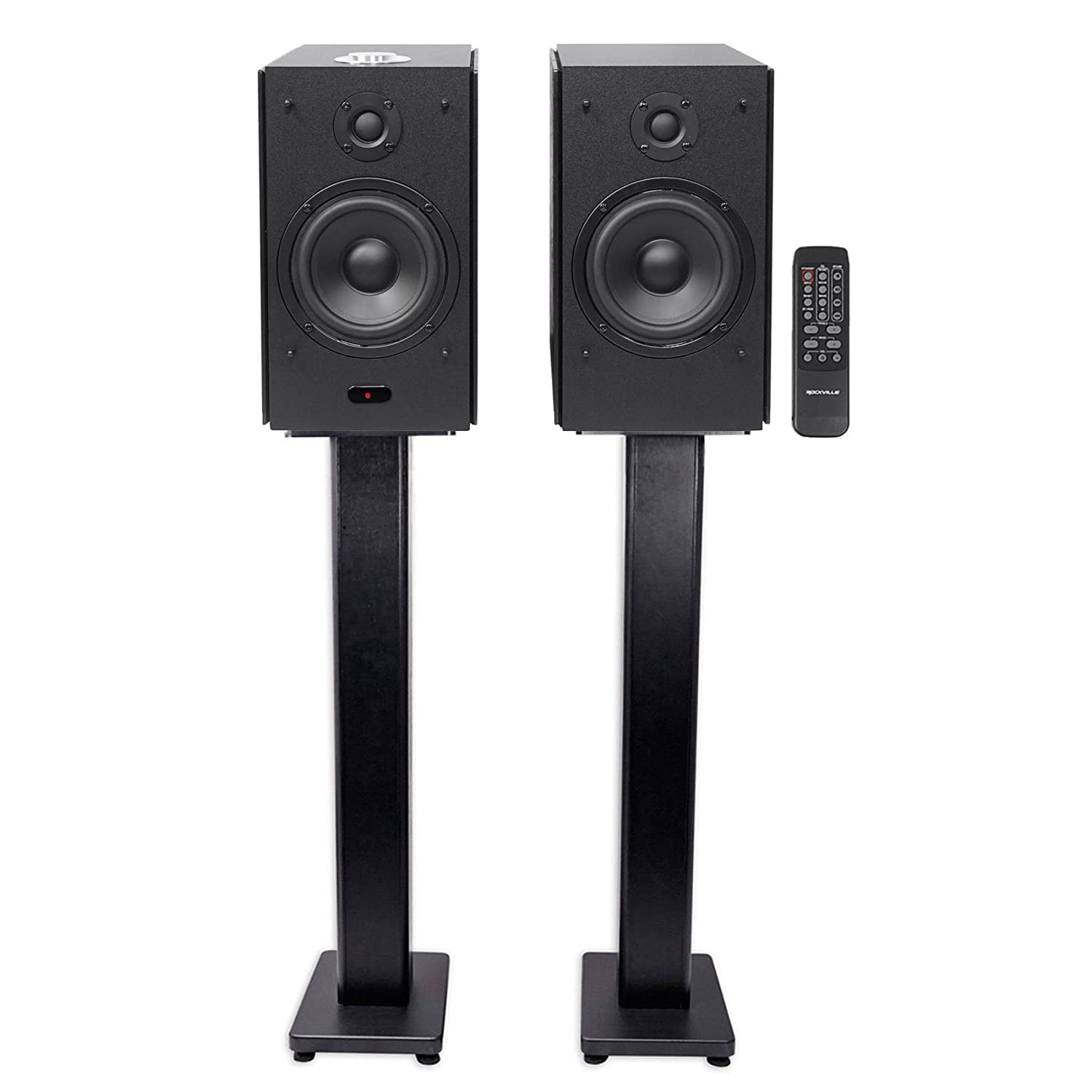 2 Rockville HD5 5 Powered Bluetooth Bookshelf Home Theater Speakers