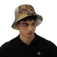 thumbnail image 4 of Lukts Relaxing Cat With Orange Juice Print Double-Side-Wear Reversible Reflective Bucket Hat Travel Beach Hat, 4 of 6