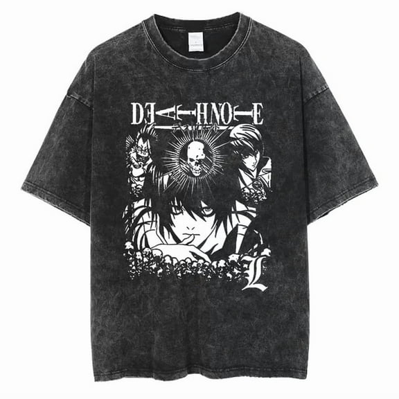 Death Note Men's Cotton Summer T-Shirts Vintage Tee Loose Fit Short Sleeve Casual Tshirts for Men Women M