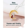 thumbnail image 6 of Just Being Cute Teen Girls Sterling Silver Cat Moon Necklace with Birthstone, Women's Ruby Pendant Jewelry Gifts for Love Girlfriend Daughter Sister, 6 of 9