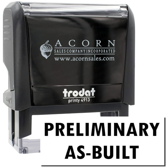 Large Self-Inking Preliminary As Built Stamp, Trodat Printy 4913, Press and Print Stamping, Impression Size 7/8" x 2-1/4", Up to 10,000 Impressions - Black Ink