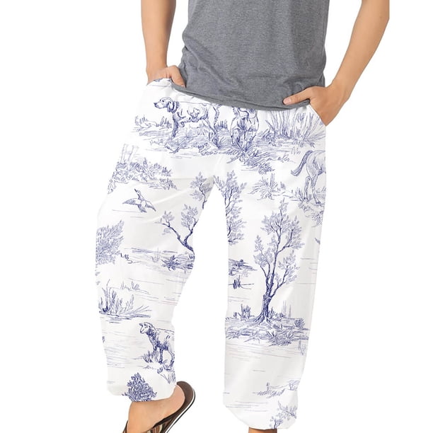 Pantalones largos para hombre, bombachos de moda, pantalones estampados elásticos sueltos para playa Athleisure Odeerbi ODB-2