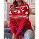thumbnail image 5 of Suéter de cuello redondo de moda para mujer, suéter navideño de manga larga, suéter informal de cuello redondo, suéter para mujer, 5 of 8