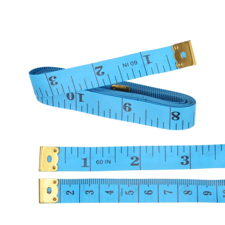 Uxcell 2pcs 1.5M 4.92Ft 60 Blue Plastic Ruler Measure Tape for Tailor Seamstress