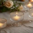 thumbnail image 4 of Efavormart 6 Pack Clear Ribbed Glass Candle Holders 3" – Vintage Coupe Pedestal Candle Cups for Floating & LED Candles, Table Centerpieces, 4 of 5