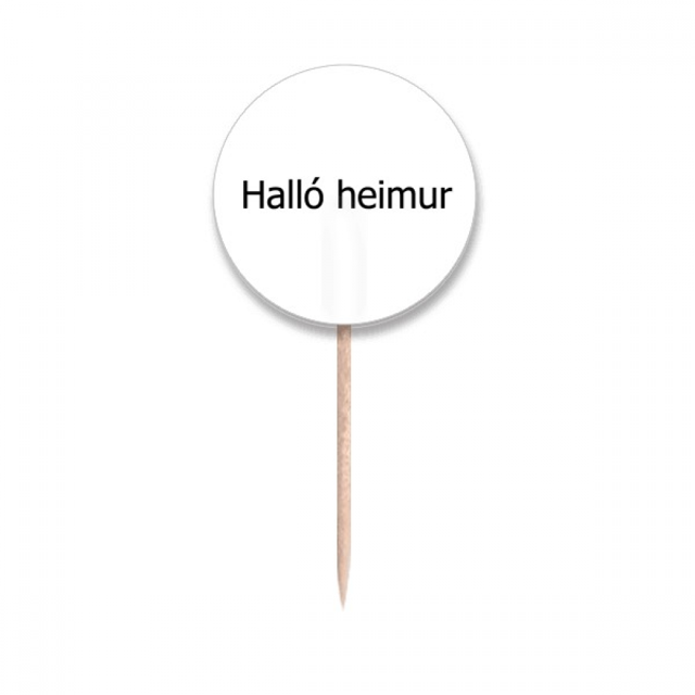 Hello World Icelandic Art Deco Fashion Toothpick Flags Round Labels Party Decoration
