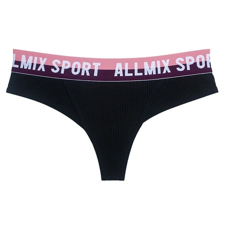 

Qcmgmg Women s T-Back Letter Printing Low Rise Seamless Thong M
