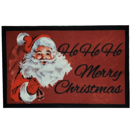 SEASONSEASY Christmas Holiday Accent Rug Santa Claus Print, 30 x 20 inches Nylon with Latex Back