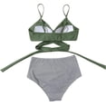 thumbnail image 4 of Traje de baño de cintura alta dividido para mujer, bikini sexy, traje de baño con push-up, conjunto de bikini con vendaje y parte superior de tubo, 4 of 7