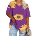 thumbnail image 2 of Camisetas Casuales de las Mujeres de Manga Corta de Cuello en V Oversized Camiseta Deportiva de Verano, Top Impreso Casual, 2 of 4