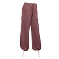 thumbnail image 5 of WTXUE Cargo Pants, Wide Leg Pants Women's Plus Size Tethered Straight Straight Loose Casual Trousers, Bell Bottoms Scrub Pants Slacks, 3-Red, 5 of 8