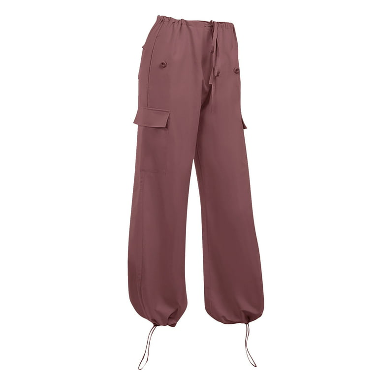 Women's Plus Size Tethered Straight Cargo Pants Straight Wide Leg Loose  Casual