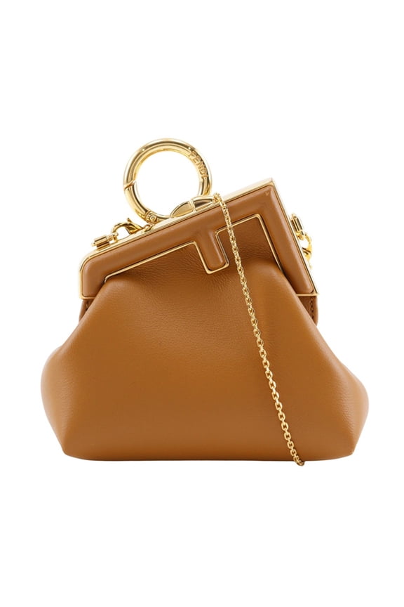 Pre-Owned FENDI Nano First Shoulder Bag with Charm and Chain Pouch (7AS051) - Made in... (Good)