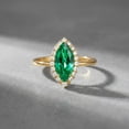 thumbnail image 2 of Emerald Moissanite Halo Ring, Sterling Silver Marquise May Birthstone Ring, 2 of 4