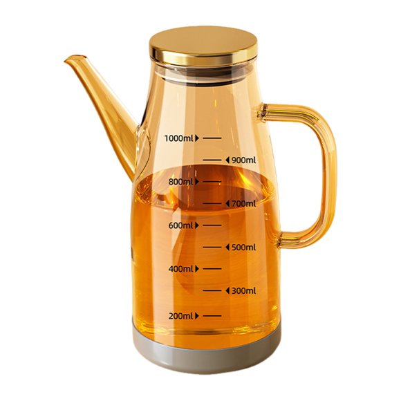 Homelife Glass Oil Dispenser Bottle with Drip-Free Spout 600/800/1000ml Large Capacity Oil Pot for Vinegar Soy Sauce Food-Grade Kitchen Gadgets