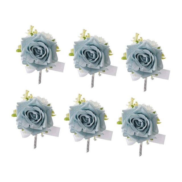 6 ramilletes de boda con flores artificiales para novia y novio, decoración romántica para boda, ramilletes para fotos, fiestas y bailes de graduación