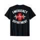 thumbnail image 1 of Women's Casual T-Shirt with emergency Department & Heartbeat Graphic Print - 100% Cotton, Machine Washable, Regular Fit Round Neck, Black with White Lettering, all-Season Comfort, 1 of 6