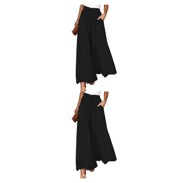 Pantalones de pierna ancha Sonducket para mujer de verano Estilo delgado Ventilar negro 2XL