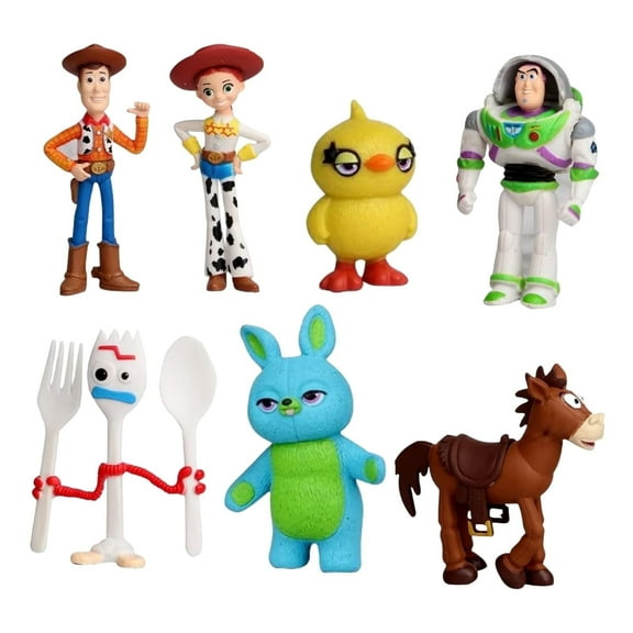 Action Figures Story Toys Set, 1.5-2.3 inches Tall Action Figures with Woody, Buzz and Jessie,Anime Figurines Story Characters (7 Pack)