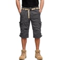 thumbnail image 4 of Zimjoy Gray Cargo Shorts for Men Ripstop Velcro Tabs Knee-Length Shorts Training Elastic Back Waist Multi Pocket Waterproof Shorts, Gray XL, 4 of 4